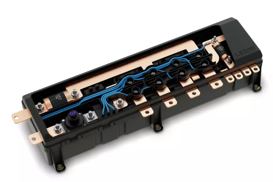 Detailed view of the Battery Junction Box from LEONI.